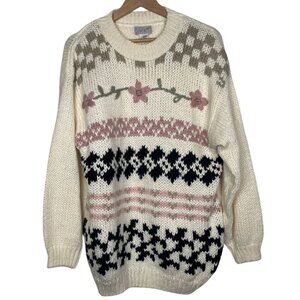 A Little Extra Spice Vintage Size: 24 Floral Knit Sweater | Cottage Core